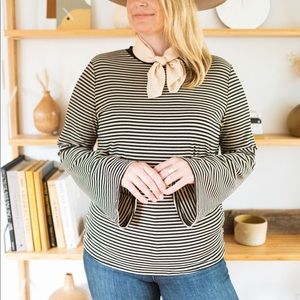 Jackson Rowe striped bell sleeve top size S